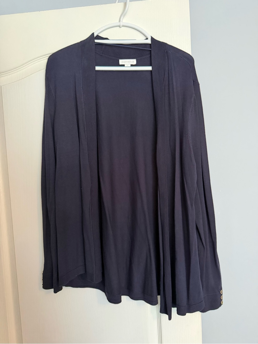 Charter Club Navy Open-Front Lightweight Cardigan
